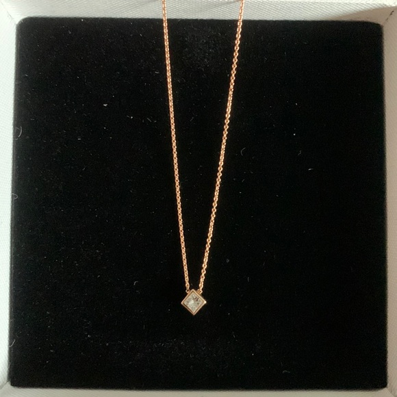 Stone & Strand Medium Princess Diamond Necklace 14k RG - Picture 3 of 6